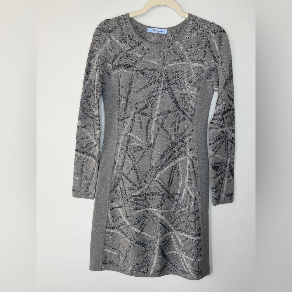 Blumarine Italian Gray Sparkle Pattern Sweater Dress | Size T40 (US 6)